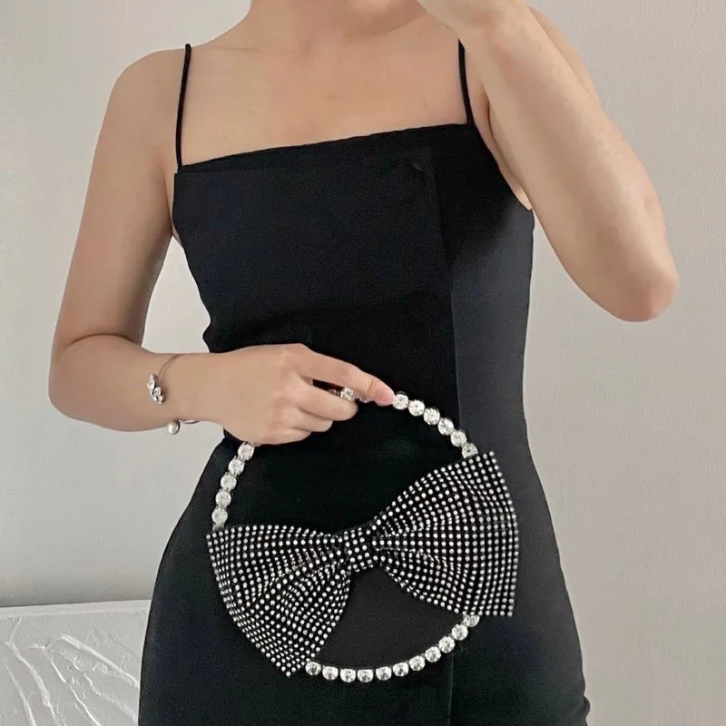 The Same Bag With Diamond Clutch Bow - Black