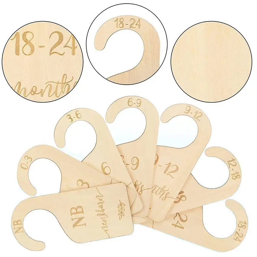 7 Pack Wooden Baby Closet Size Dividers Newborn To 24 Months Nursery Clothes Organizer Tags