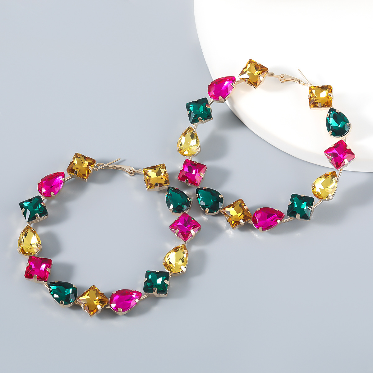European And American Exaggerated Super Flashing Claw Chain Series Alloy Diamond Glass Diamond