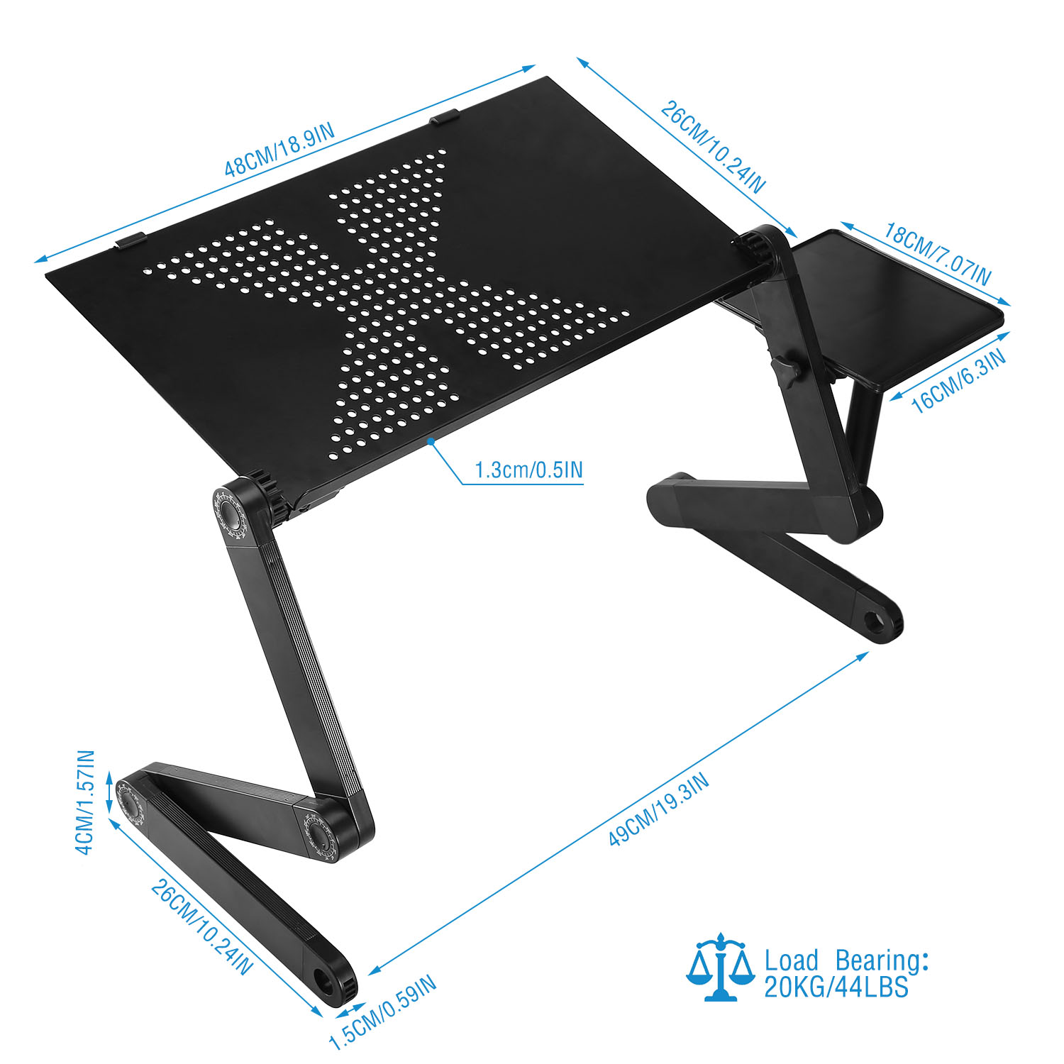 1Pc Foldable Laptop Table Bed Notebook Desk With Mouse Board Aluminum Alloy Breakfast Snacking Tray For Home Office Travel Use 4