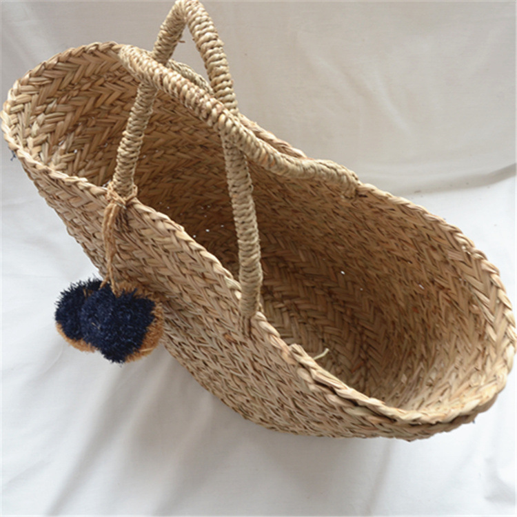 New Straw Braided Bag Hand Woven Raffia Ball Handbag For Women