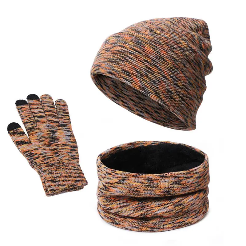 Knitted Three-piece Hat Scarf Touch Screen Gloves