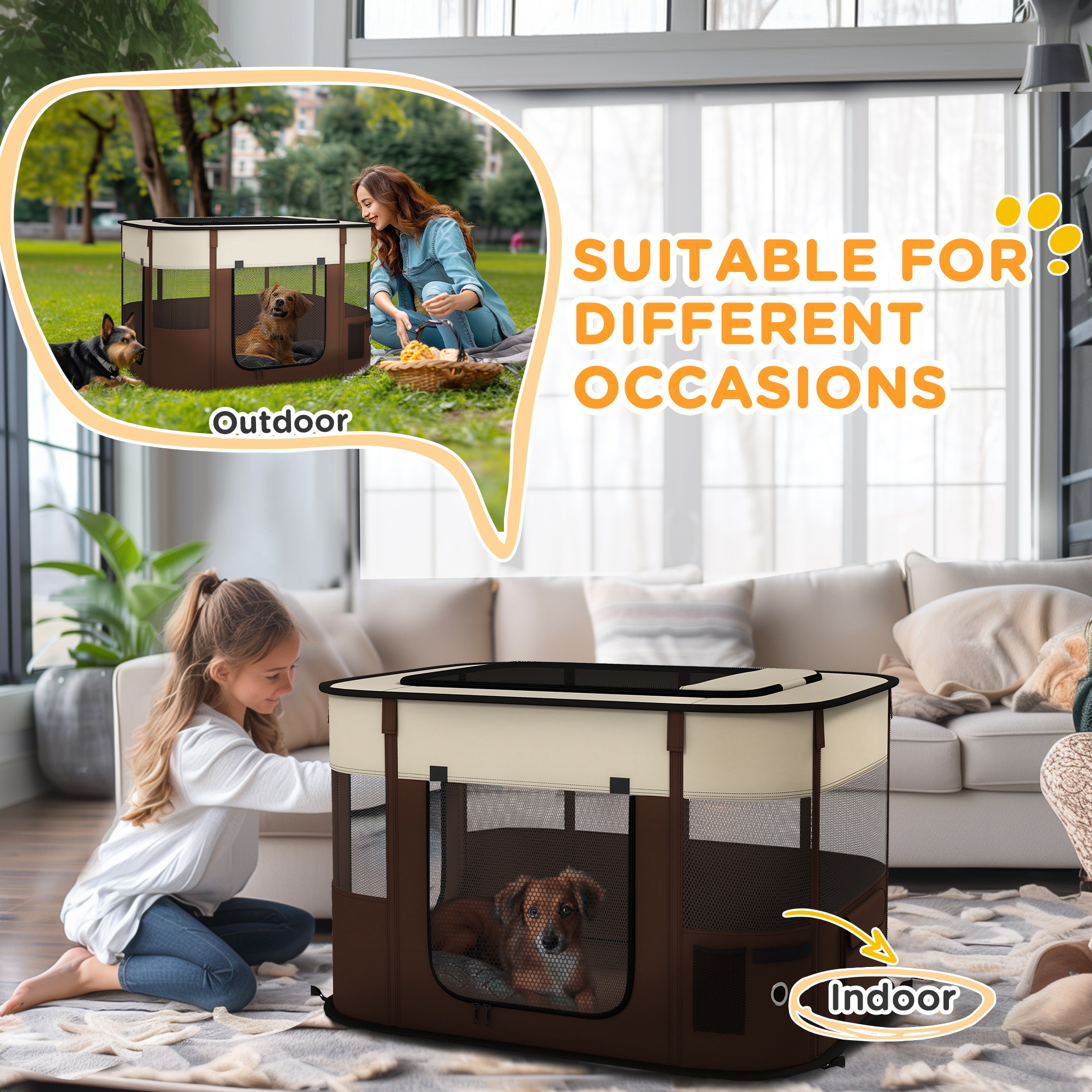 Foldable Dog Fence With Storage Bag, Suitable For Indoor And Outdoor Use — image 6