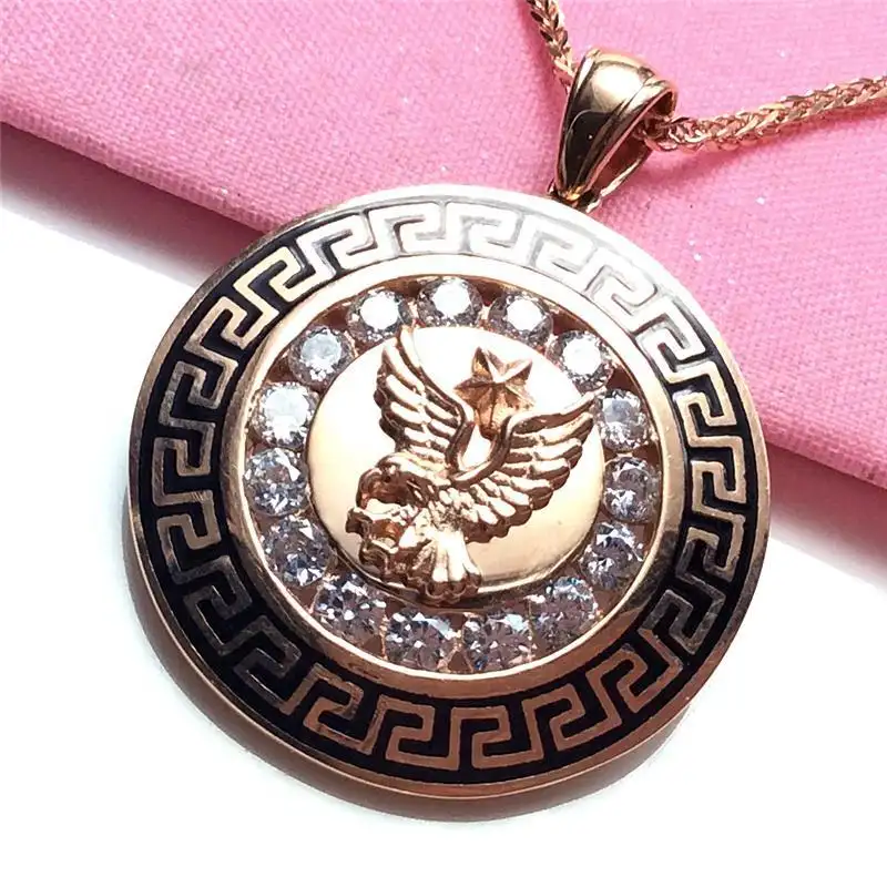 Rose Colored Gold Zircon Eagle Pendant Is Generous
