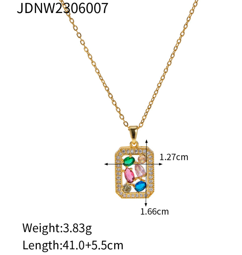 Title 6, Retro Romantic Colorful Zircon Pendant Necklace...