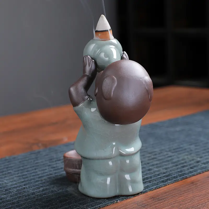 Chinese Backflow Incense Burner Ice Cracked Piece Boy Tea Pet Indoor Aromatherapy Decoration
