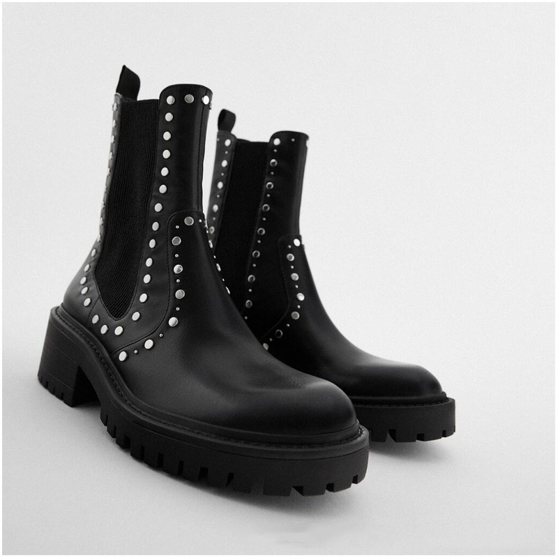 Title 5, Chunky Heel Martin Windmill Rivet Boots, stoere...