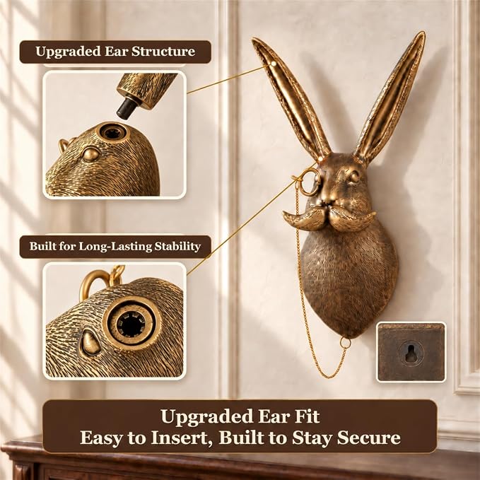 Gold Rabbit Head Wall Decor Modern Animal Sculpture Bunny Wall Art For Living Room Bedroom Office