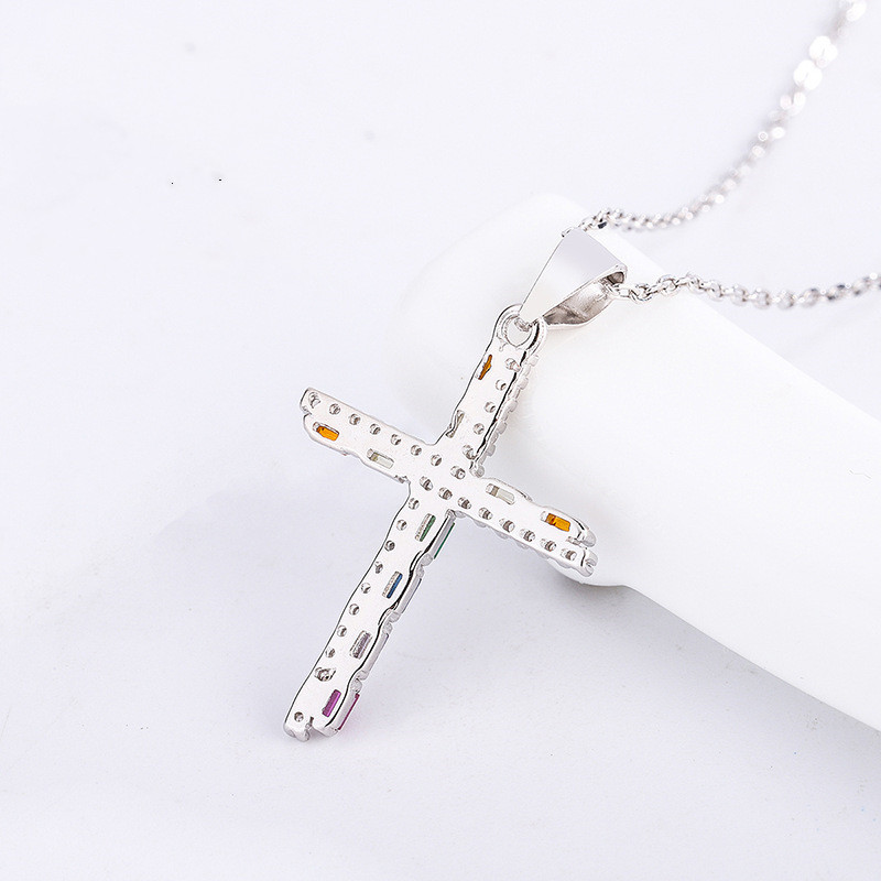 Collier croix argent 925 — pendentif plaqué platine 2