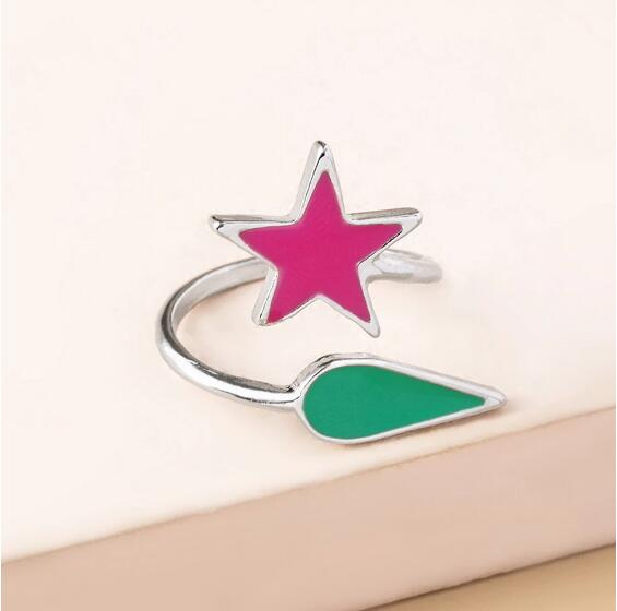 Ring Silver Water Drop Star Layered Circle Classic Cosplay