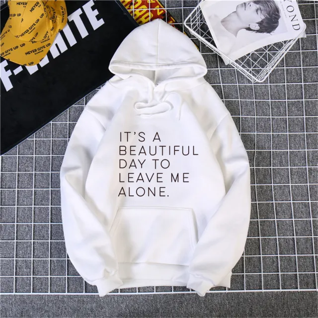 Women's Autumn And Winter New Letter Printing Loose Hooded Sweater White - Shop at LoveMi