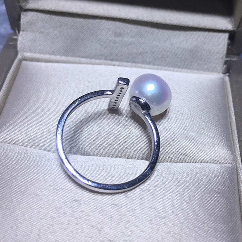 Silver Freshwater Pearl Adjustable Fashion Ring