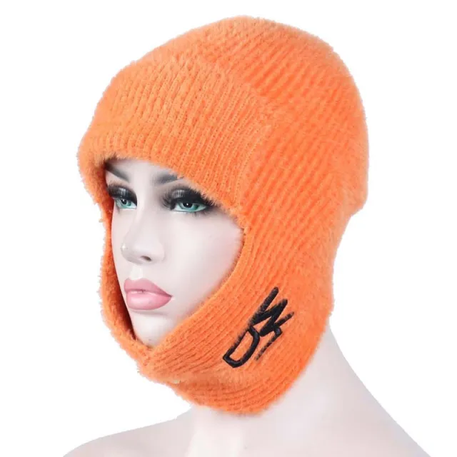 Women's Wool Knitted Ear Protection Hat Warm Pullover Orange - Shop at LoveMi