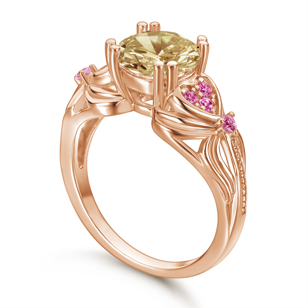 Ring Female Rose Gold Plated Non-fading Light Champagne Zircon Jewelry