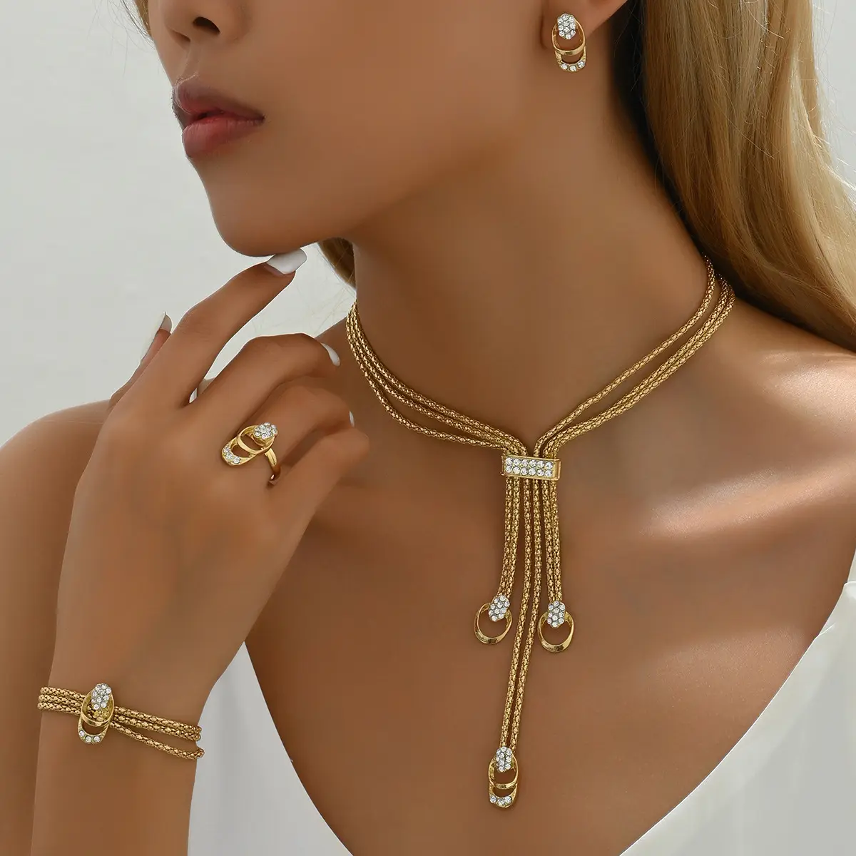 New Minimal Delicate Women Jewelry Set, Inlaid