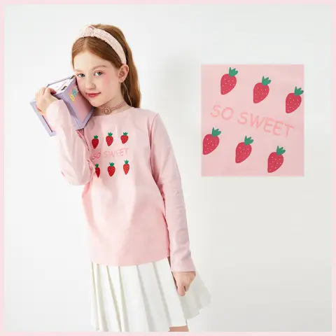 Children's Clothing Girls T-shirts Long-sleeved Big Kids Sweet Cotton