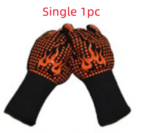 High Temperature And Fireproof Barbecue Household Baking Gloves Orange Flame - Shop at LoveMi