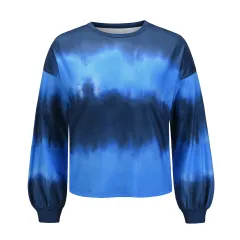New European And American Foreign Trade Casual Round Neck Long-sleeved Sweater Jacket - Blue - View 1