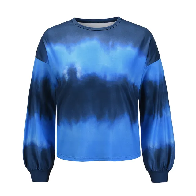 New European And American Foreign Trade Casual Round Neck Long sleeved Sweater Jacket Blue - Shop at LoveMi