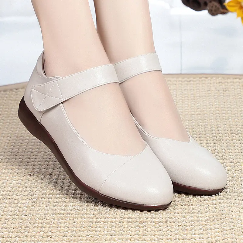 Shallow Mouth Flat Buckle Thick Heel Single Shoes Round Toe