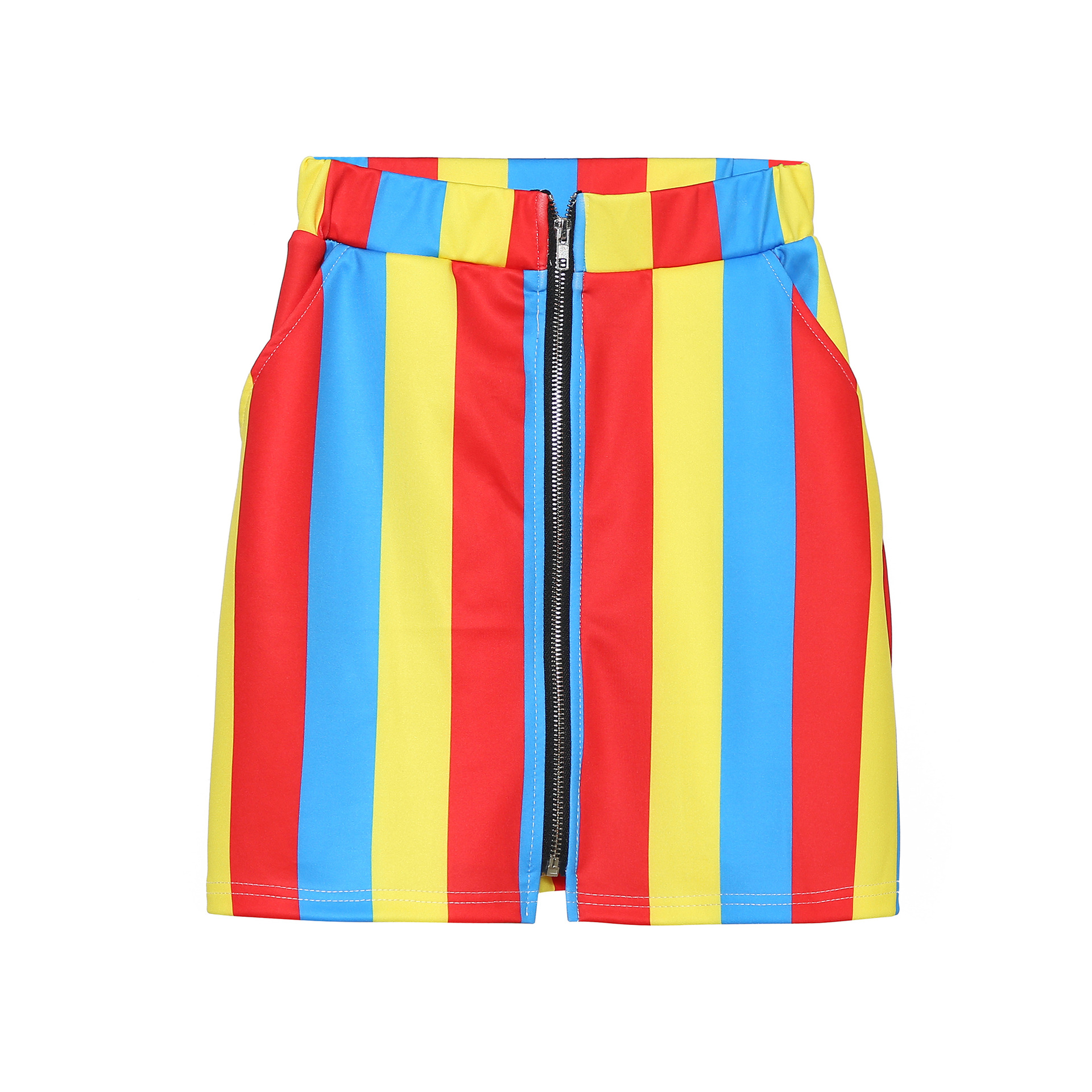 Fashion Color Striped Zipper A-line Bag Hip Waist Waist Skirt