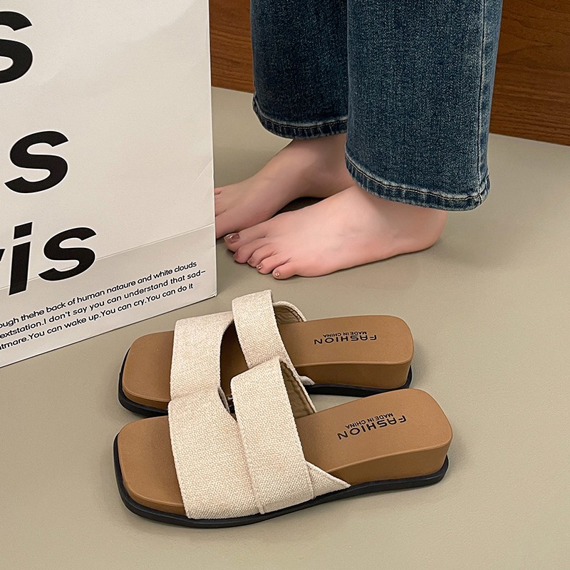 Women's Wedge Slide Sandals, 2026 New Summer Cross Strap Flat Slippers, Comfortable Non-tired Feet Dress Sandals For Outdoor Wear