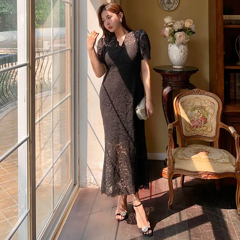 Women's Lace French Elegant Retro Dress