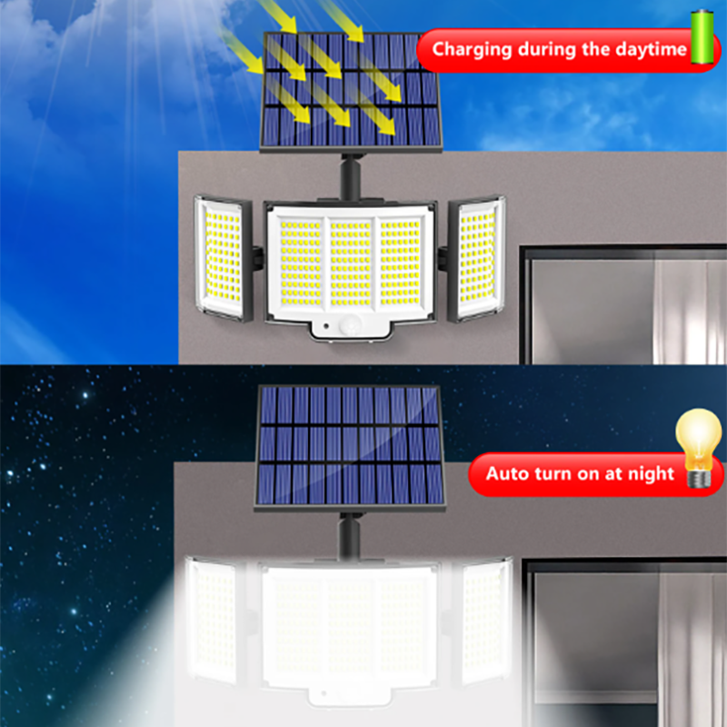 1,2 Pack Solar Lights Outdoor 348 LED Motion Sensor Lights With Remote Control  3 Head Waterproof — foto 27