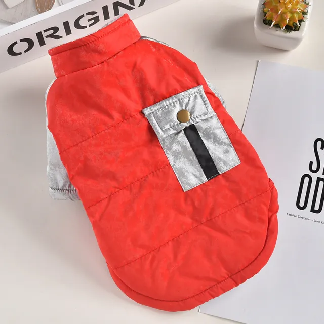 Pet Dog Clothes Pocket Windproof Coat Expensive Warm Cotton Clothes Cat Red - Shop at LoveMi