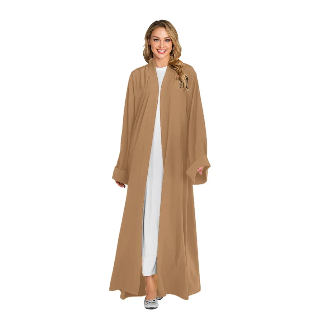 Robe Popular Clean Color Cardigan - Khaki