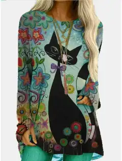Long T-shirt Dress Retro Ethnic Style - Color5-M - View 1