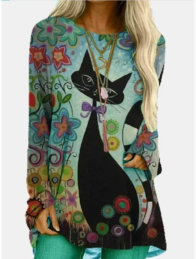 Long T shirt Dress Retro Ethnic Style Color5 M - Shop at LoveMi