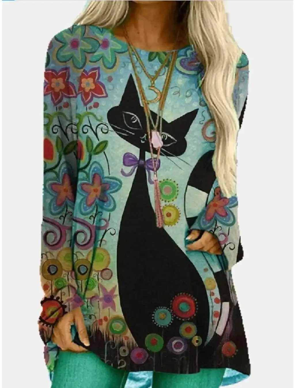 Long T-shirt Dress Retro Ethnic Style - Color5-M