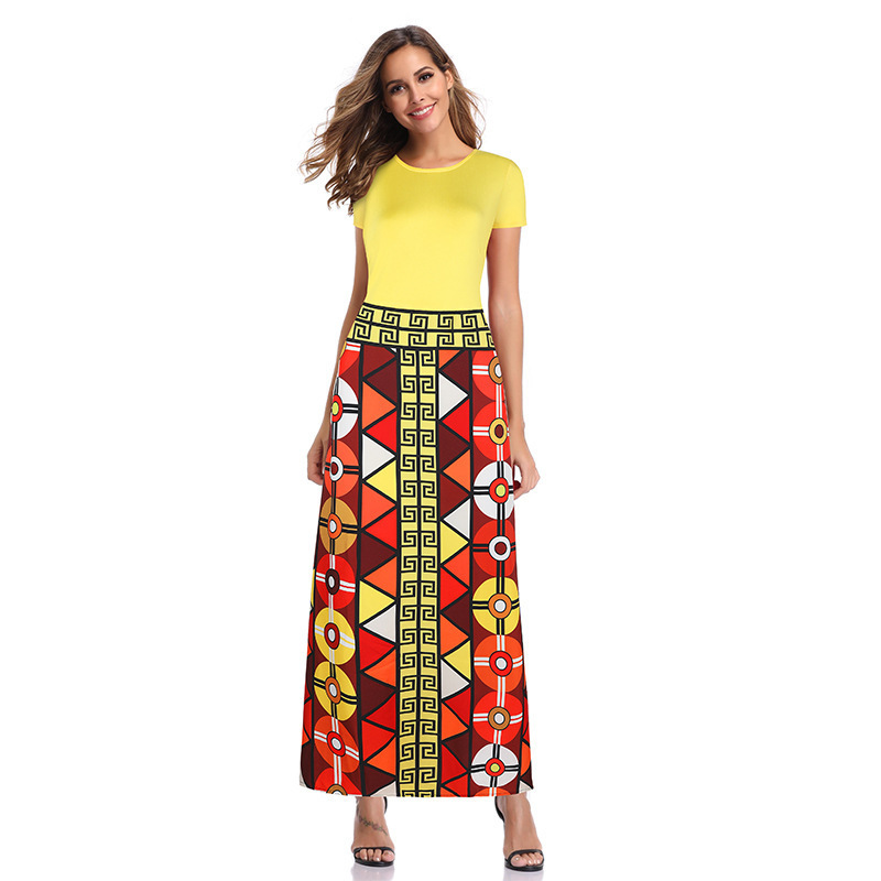 Women Large Length Dress Short Sleeved