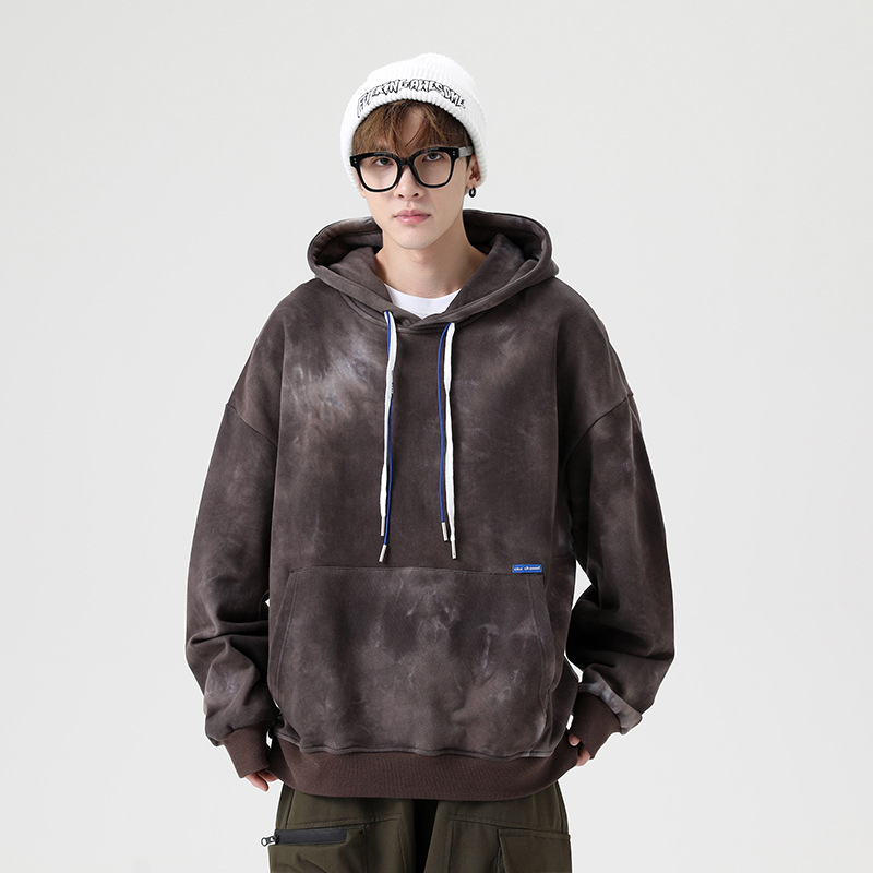 Hong Kong Style Camouflage Sweater Men's Hooded Tie-dye