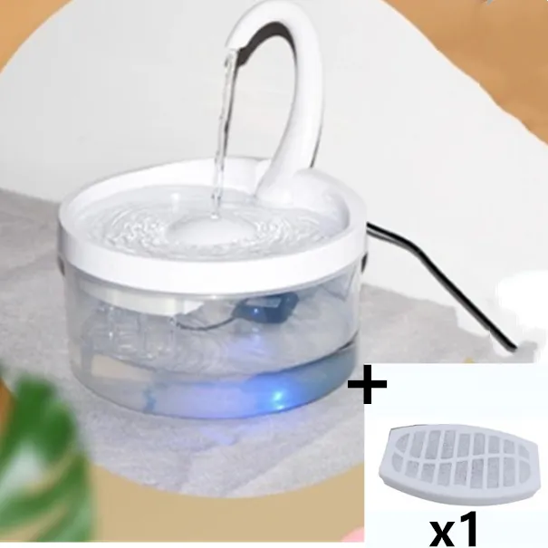 Automatic Circulation Drinking Fountain Drinking Fountain Pet White Led Light With1Filter - Shop at LoveMi