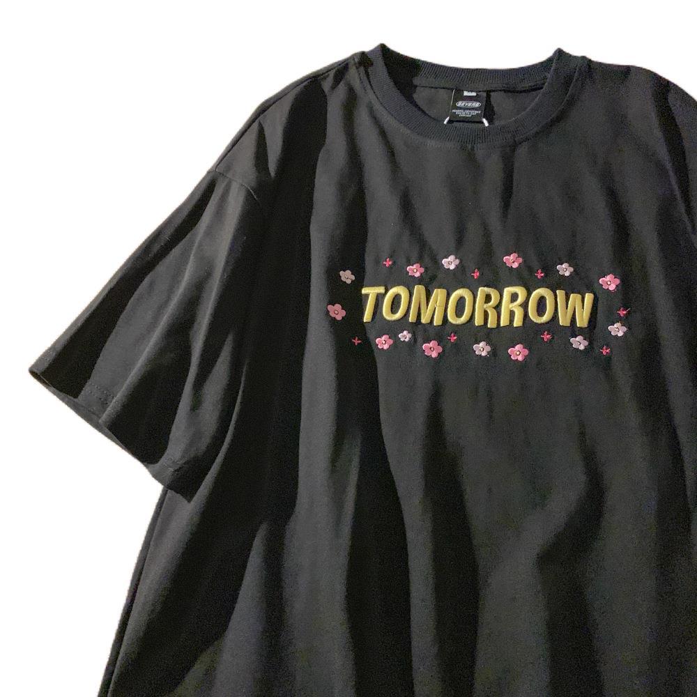 Loose Harajuku Style Letter Embroidery Short-sleeved Korean Style Loose