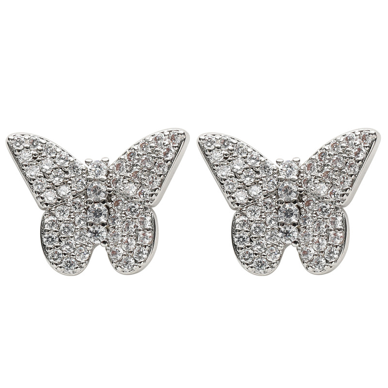 Butterfly Shape Wild Retro 925 Silver Pin Earrings