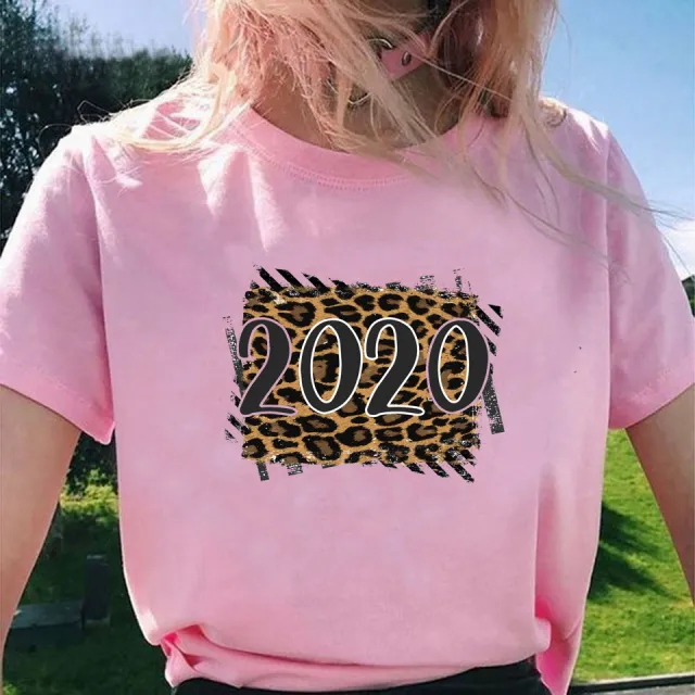 Cartoon Print Leopard Print Short Sleeve A Pink - Shop at LoveMi