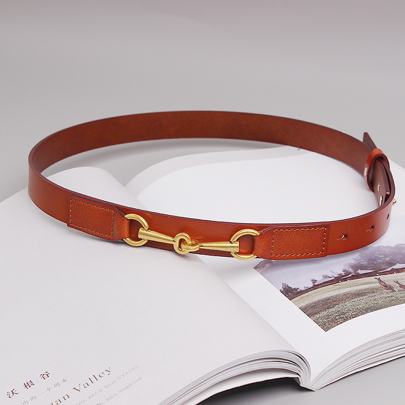 Title 8, Fashion Simple Female Cowhide Horsebit Belt