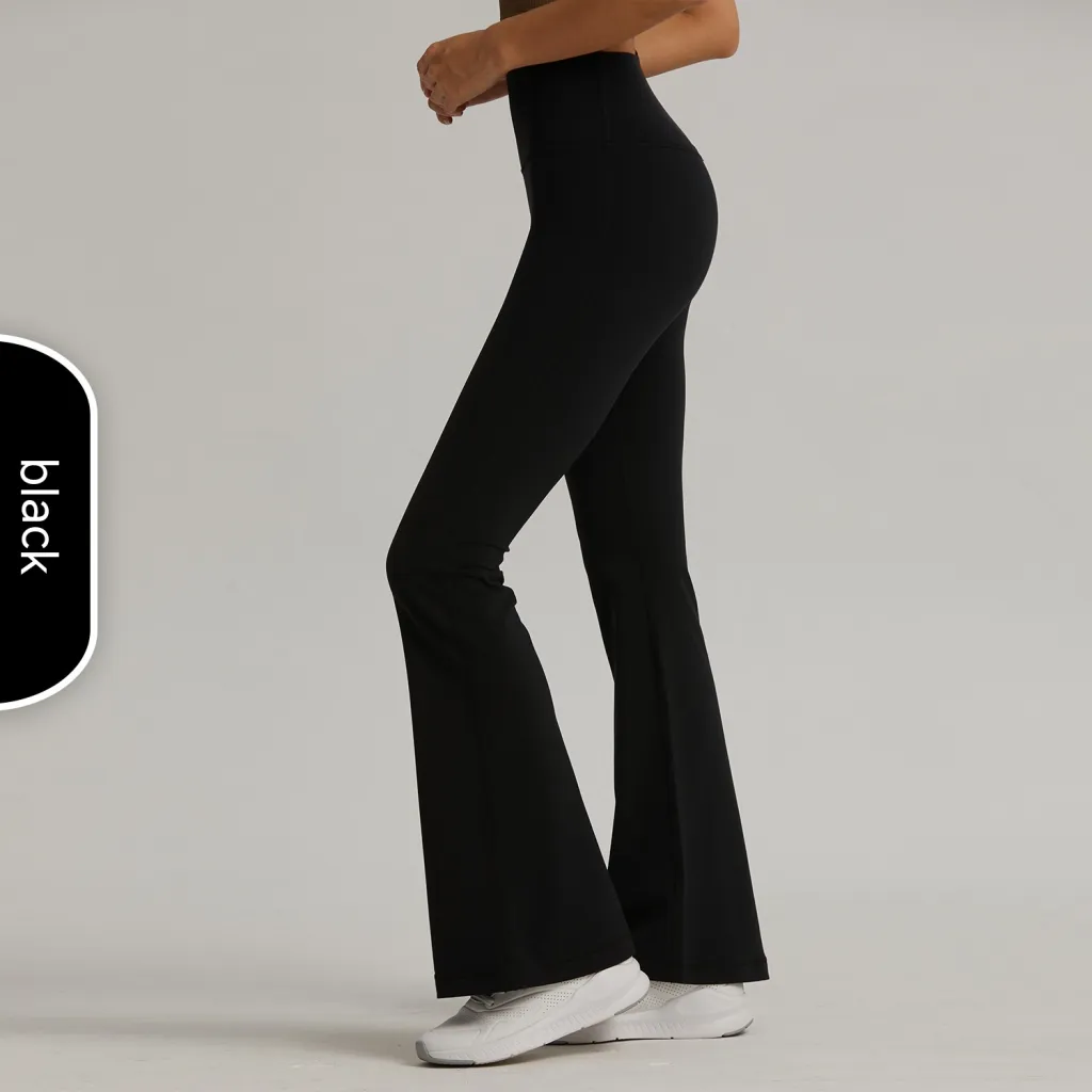 Women's Fashion Casual Solid Color No Size Yoga Bell-bottom Pants - Black