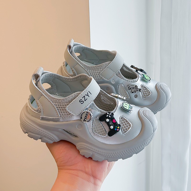 Trendy Brand Kids Mary Jane Sneakers, Hollow Out Heel Design, Hook-and-Loop Slip-On Breathable Mesh Shoes For Girls