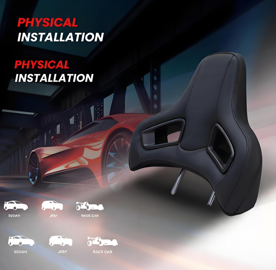 PU Leather Car Headrest Cushion Sports Seat Universal Ergonomic Design — image 5