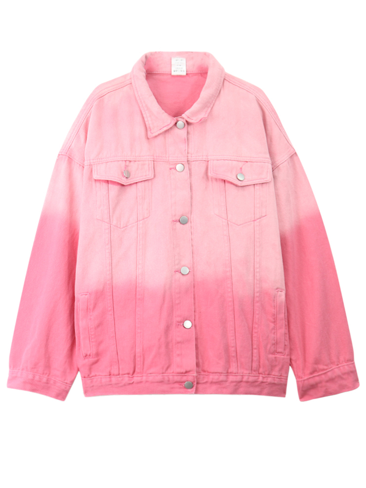 Gradient Color Women's New Tie-dye Loose Denim Jacket