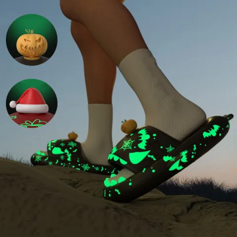 Halloween and Christmas Shoes Luminous Shark Slippers Couple Men