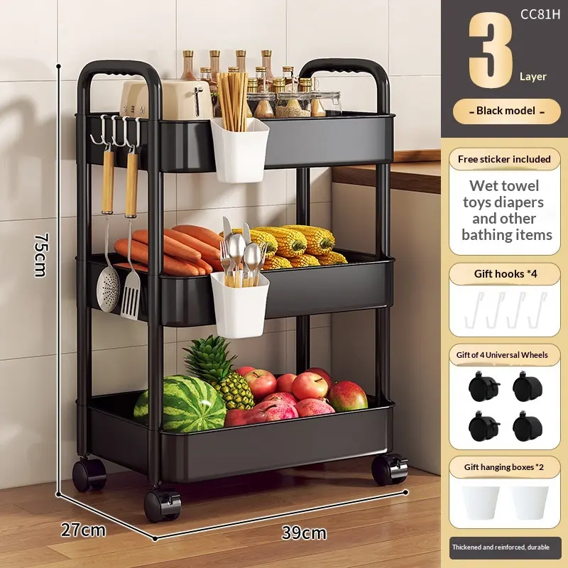 Kitchen Storage Rack, Small Cart, Floor Standing