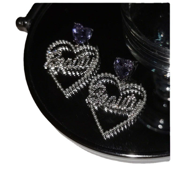 Title 5, Fantasy Purple Love Letter Rhinestone Girl Earr...