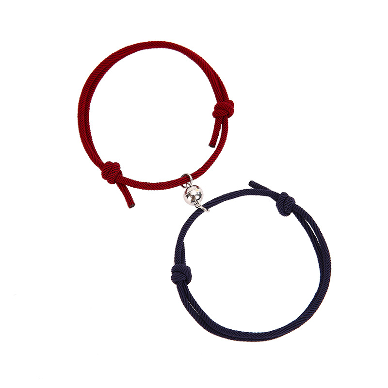 Simple Milan Rope Alloy Magnet Attracting Couple Bracelet