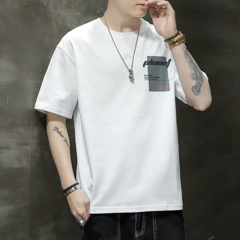 Men's Solid Color Mercerized Bottoming Shirt Short Sleeve