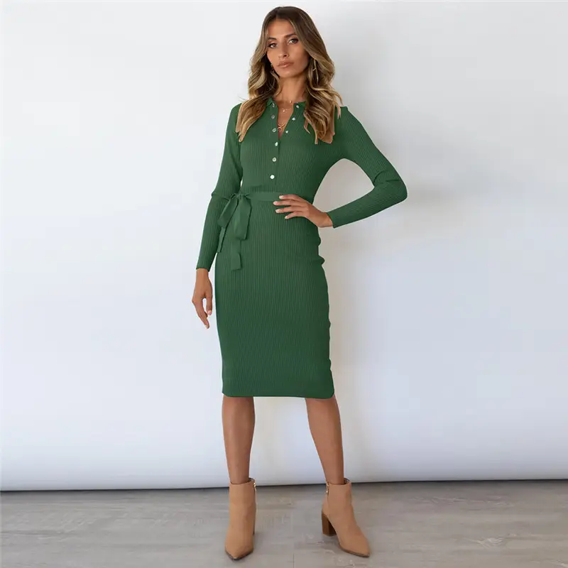 Mid-length Pullover Knitted Dress Europe And America